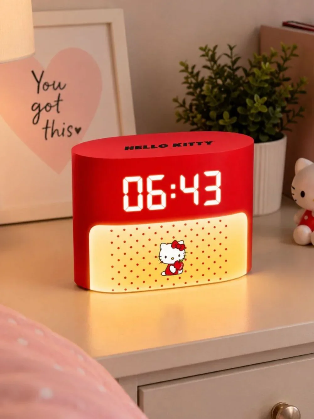 Hello Kitty Sunrise Alarm Clock LED Night Light, USB Powered Digital, Gift Idea